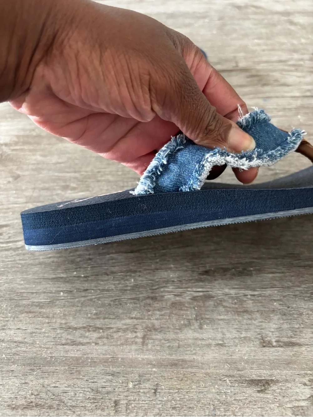 SO Bloomfield Thong Sandals Blue Denim Platform Flip Flops Women US 5 Boho Y2K